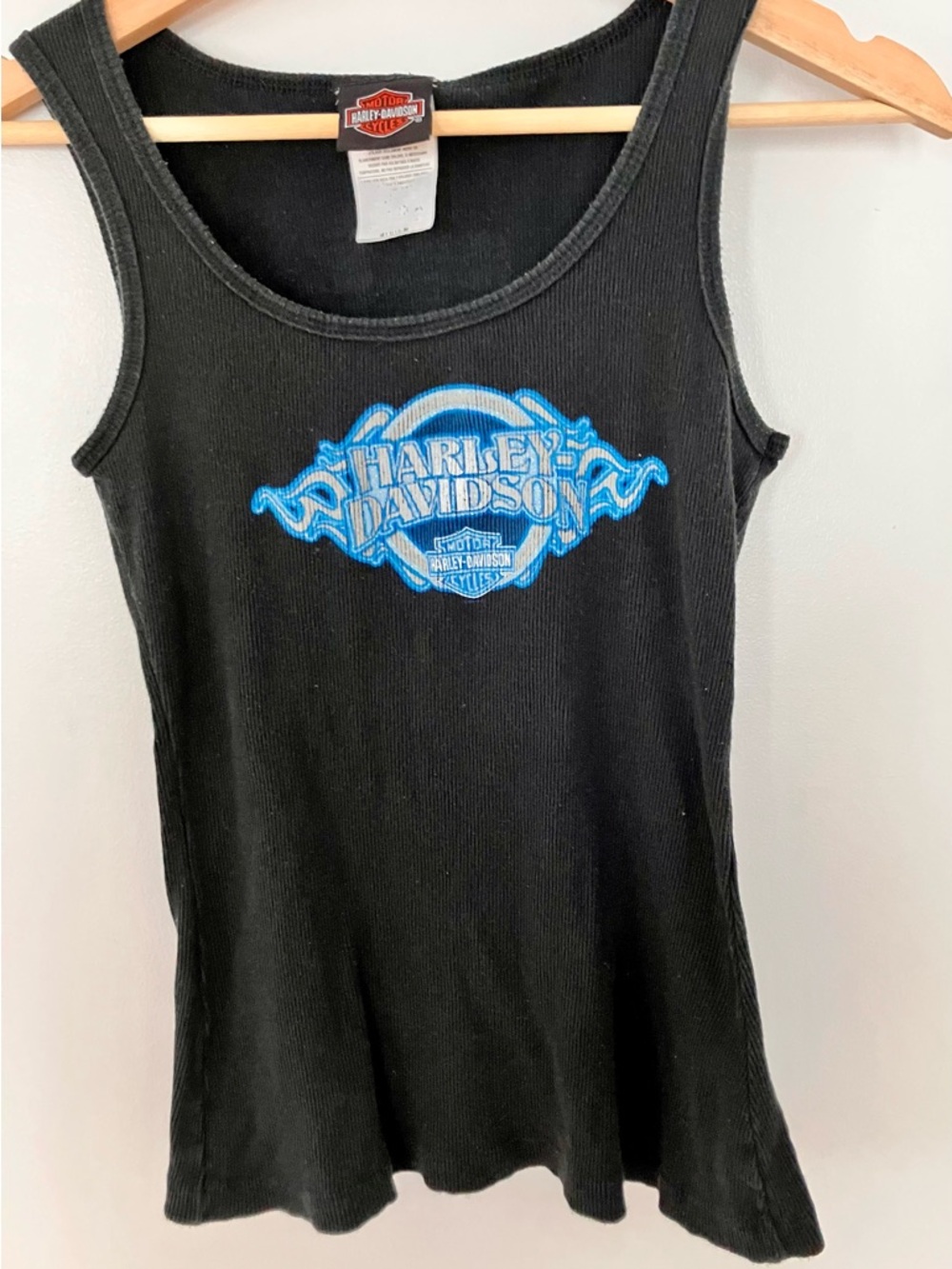 Harley-Davidson Black Tank with Bright Blue Logo